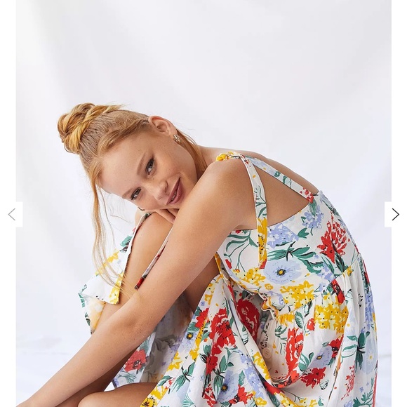 Urban Outfitters NWT Positano Linen Tie-Shoulder Midi Dress - Picture 5 of 7